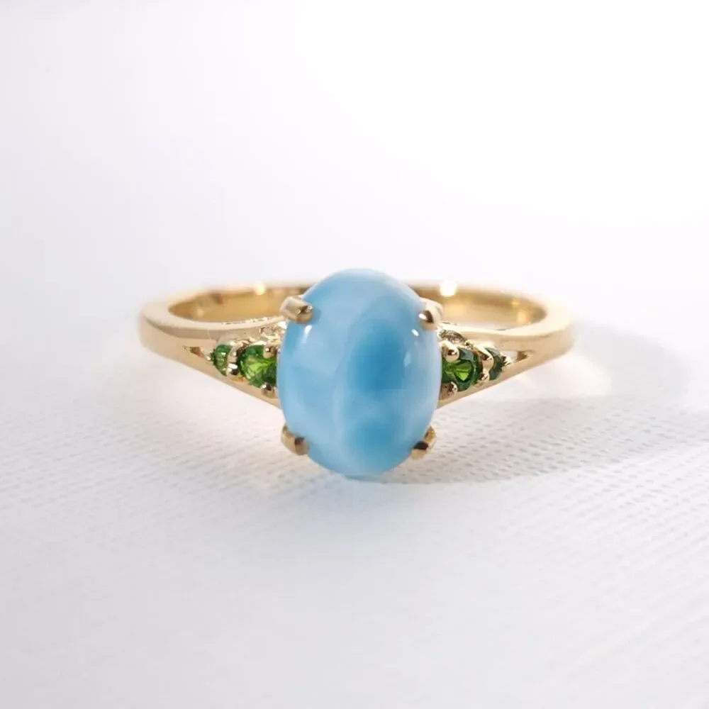 Larimar 1.9 Carats Ring Vermeil YG over Sterling Silver Size 10